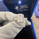 1.51 Carat Emerald Lab Grown Diamond Cathedral Twist Halo Engagement Ring