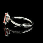 1.71 carat radiant fancy vivid pink halo lab grown diamond statement ring in 14K white gold