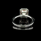 1.71 carat radiant fancy vivid pink halo lab grown diamond statement ring in 14K white gold