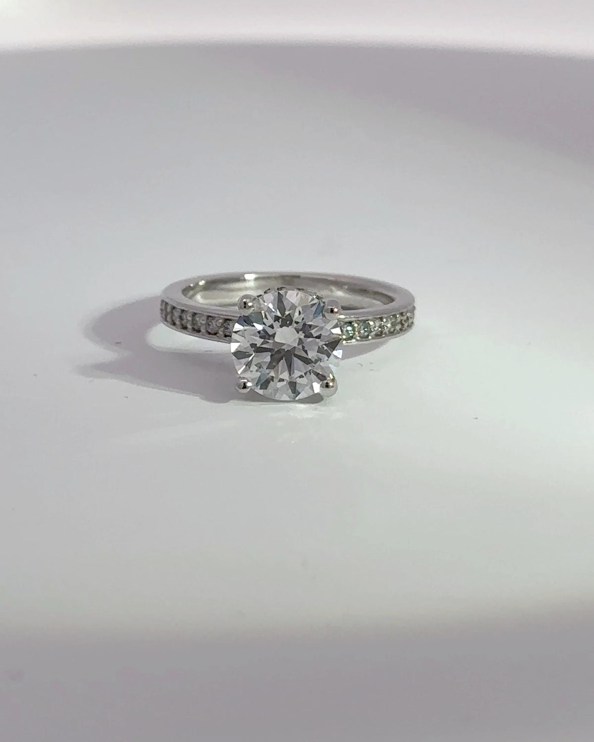 2.10 Carat Round Brilliant Lab Grown Diamond Hidden Halo Engagement Ring