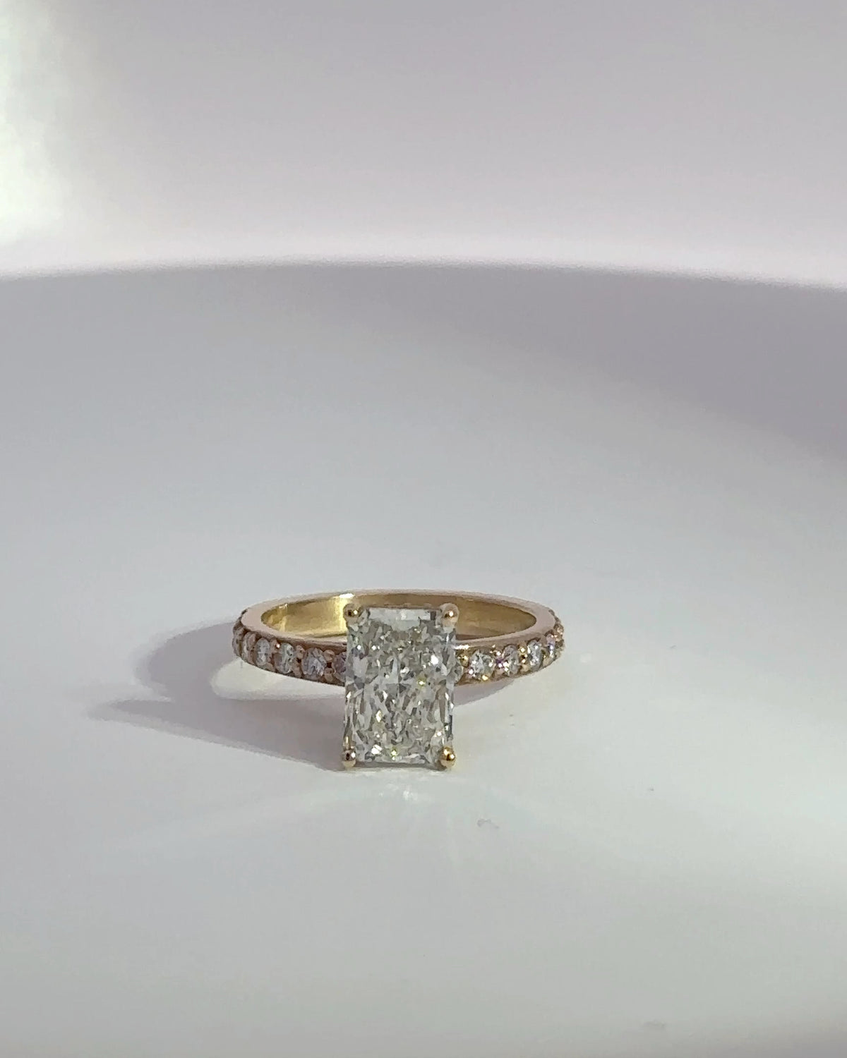 2.13 Carat Radiant Lab Grown Diamond hidden Halo Engagement Ring