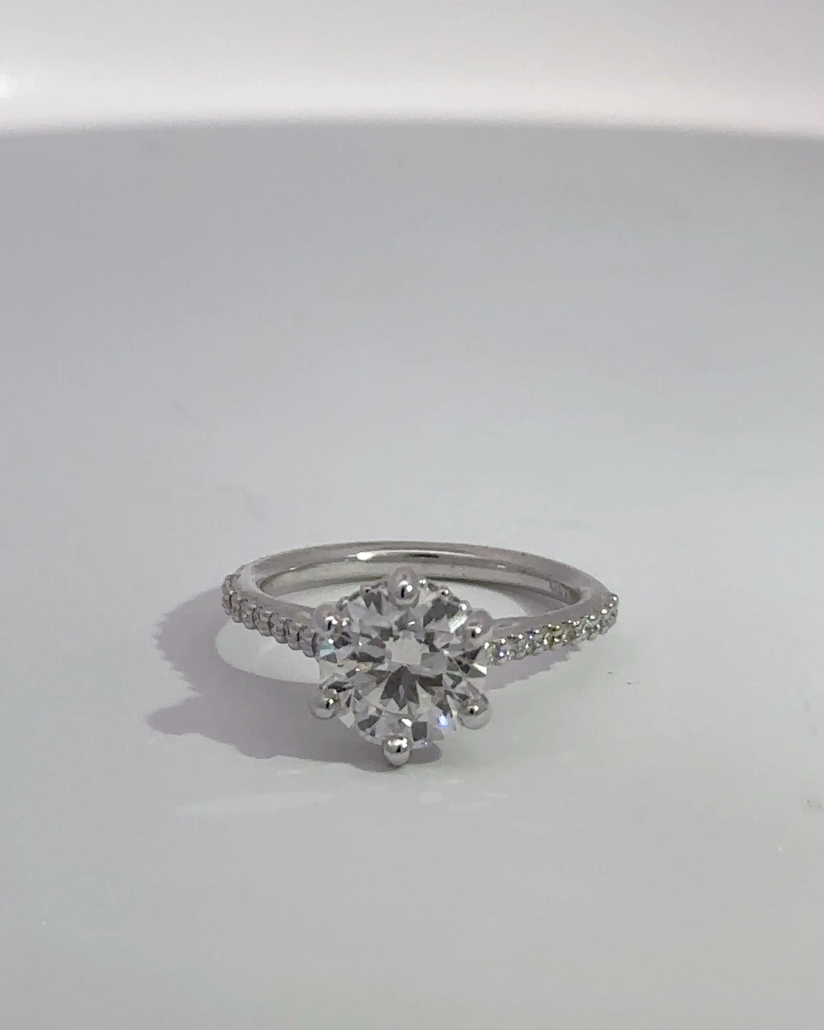 2.02 Carat Round Brilliant Lab Grown Diamond Cathedral Hidden Halo Engagement Ring