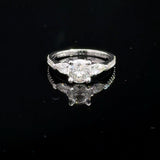 1 Carat Portuguese Lab Grown Diamond Cathedral 3 Stone Engagement Ring