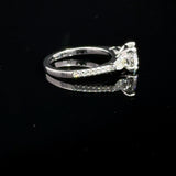 1 Carat Portuguese Lab Grown Diamond Cathedral 3 Stone Engagement Ring