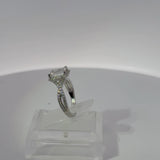 1.51 Carat Emerald Lab Grown Diamond Cathedral Twist Halo Engagement Ring
