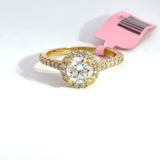 1.01 Carat Round Halo Cathedral Lab Grown Diamond Engagement Ring