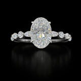 2.09 Carat Oval Hidden Halo Bubble Band Lab Grown Diamond Engagement Ring