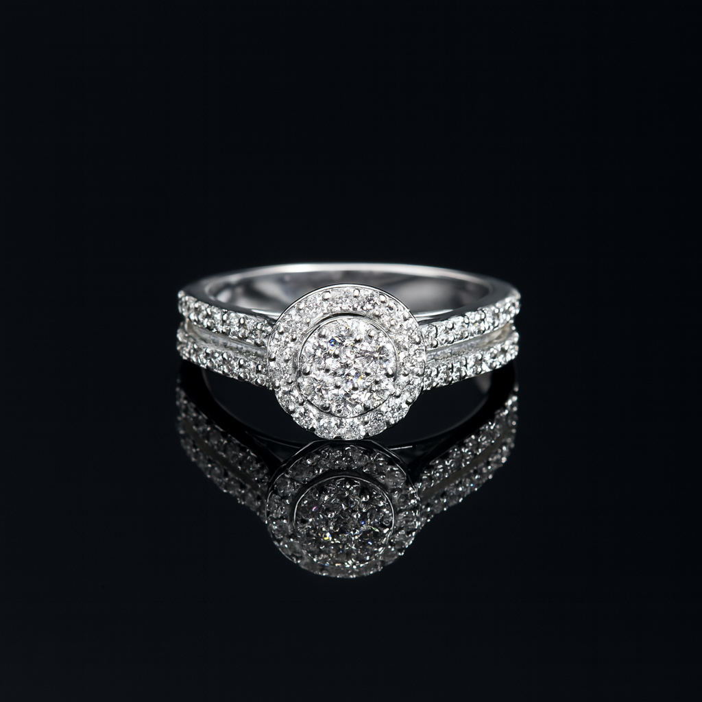 .90 Carat Round Halo Cluster Lab Grown Diamond Ring