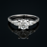 1 Carat Portuguese Cathedral 3 Stone Lab Grown Diamond Engagement Ring