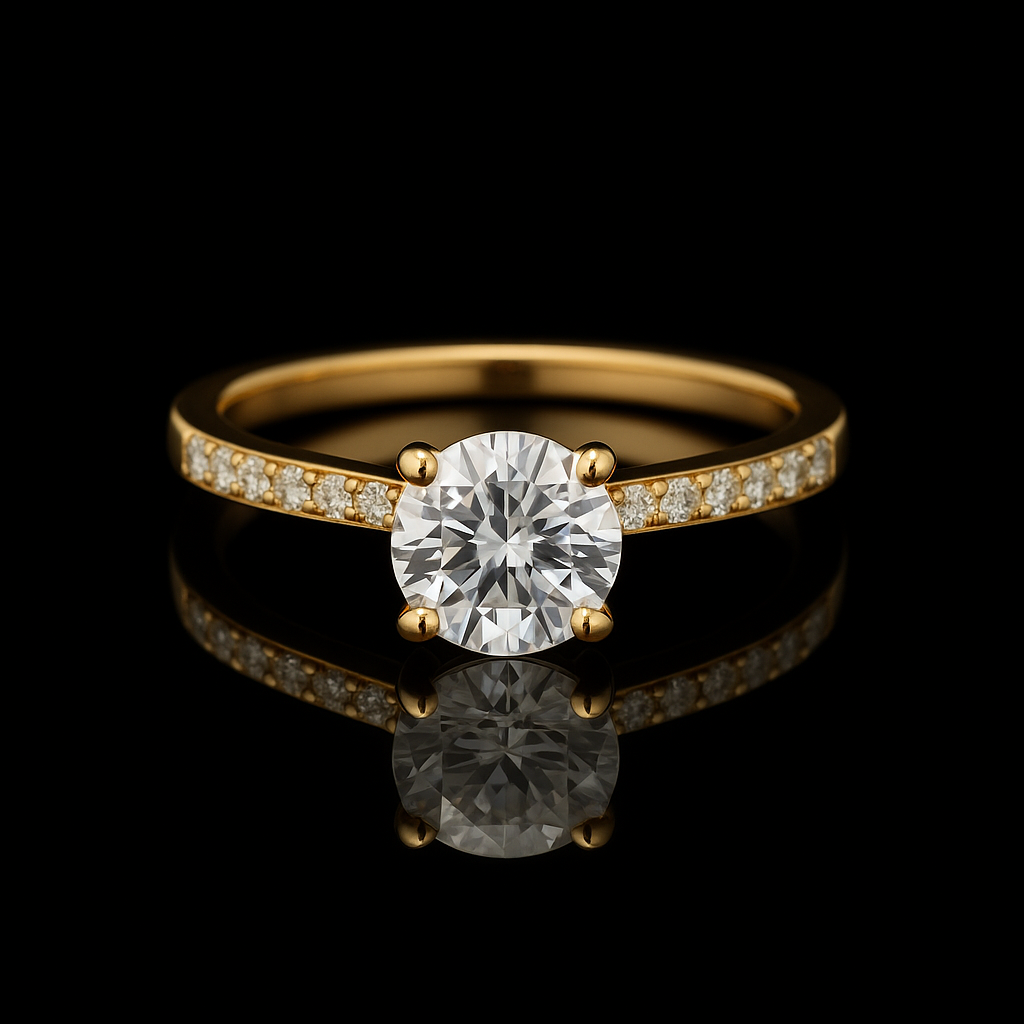 1.07 Carat Round Brilliant Lab Grown Diamond Hidden Halo Engagement Ring
