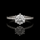 2.02 Carat Round Brilliant Lab Grown Diamond Cathedral Hidden Halo Engagement Ring