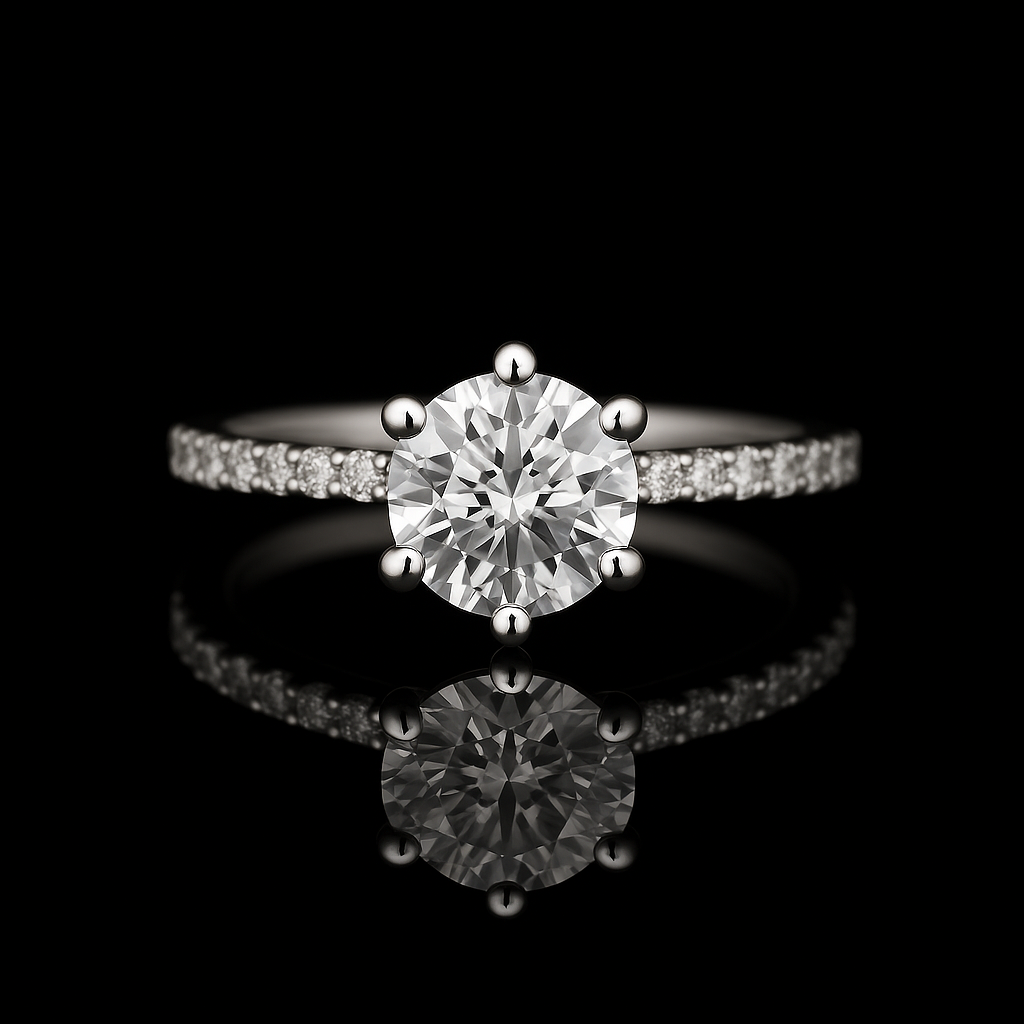 2.02 Carat Round Brilliant Lab Grown Diamond Cathedral Hidden Halo Engagement Ring