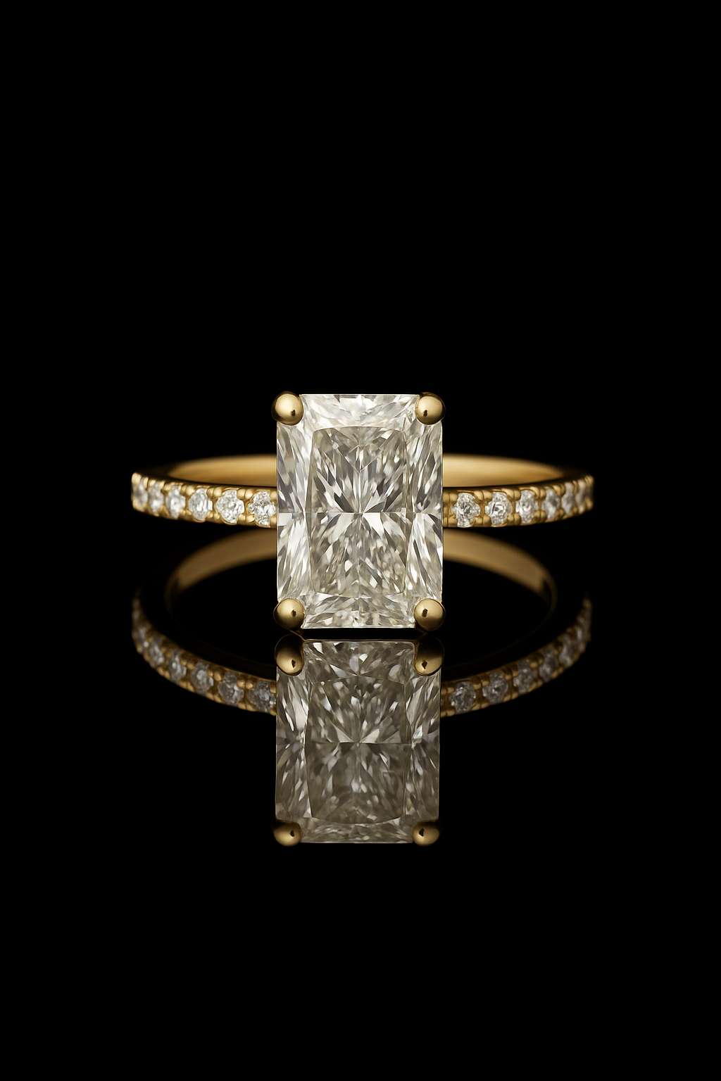 2.13 Carat Radiant Lab Grown Diamond hidden Halo Engagement Ring