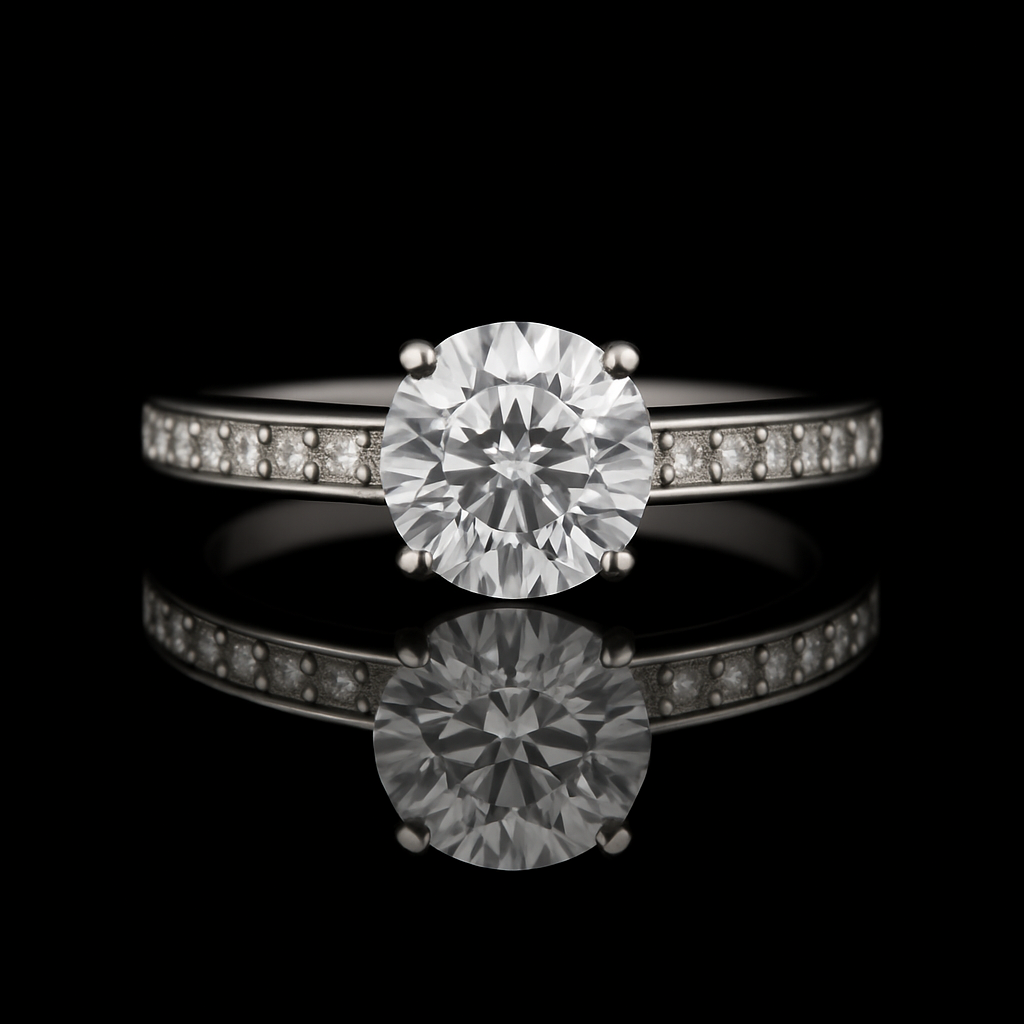 2.10 Carat Round Brilliant Lab Grown Diamond Hidden Halo Engagement Ring