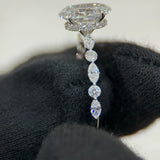 2.09 Carat Oval Hidden Halo Bubble Band Lab Grown Diamond Engagement Ring