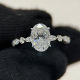 2.09 Carat Oval Hidden Halo Bubble Band Lab Grown Diamond Engagement Ring