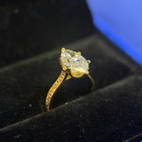 3 Carat Marquise Lab Diamond Engagement Ring in 18K Yellow Gold with Floral Engraved Band
