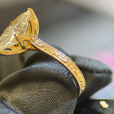 3 Carat Marquise Lab Diamond Engagement Ring in 18K Yellow Gold with Floral Engraved Band