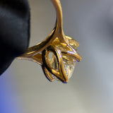 3 Carat Marquise Lab Diamond Engagement Ring in 18K Yellow Gold with Floral Engraved Band