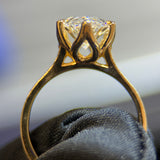 3 Carat Marquise Lab Diamond Engagement Ring in 18K Yellow Gold with Floral Engraved Band