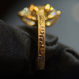 3 Carat Marquise Lab Diamond Engagement Ring in 18K Yellow Gold with Floral Engraved Band