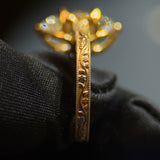 3 Carat Marquise Lab Diamond Engagement Ring in 18K Yellow Gold with Floral Engraved Band