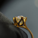 3 Carat Marquise Lab Diamond Engagement Ring in 18K Yellow Gold with Floral Engraved Band