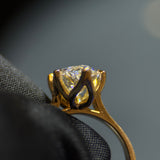 3 Carat Marquise Lab Diamond Engagement Ring in 18K Yellow Gold with Floral Engraved Band