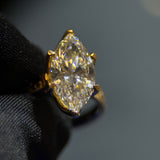 3 Carat Marquise Lab Diamond Engagement Ring in 18K Yellow Gold with Floral Engraved Band