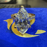 3 Carat Marquise Lab Diamond Engagement Ring in 18K Yellow Gold with Floral Engraved Band