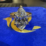 3 Carat Marquise Lab Diamond Engagement Ring in 18K Yellow Gold with Floral Engraved Band
