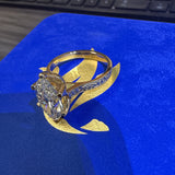 3 Carat Marquise Lab Diamond Engagement Ring in 18K Yellow Gold with Floral Engraved Band