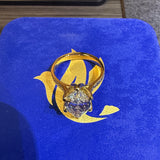 3 Carat Marquise Lab Diamond Engagement Ring in 18K Yellow Gold with Floral Engraved Band