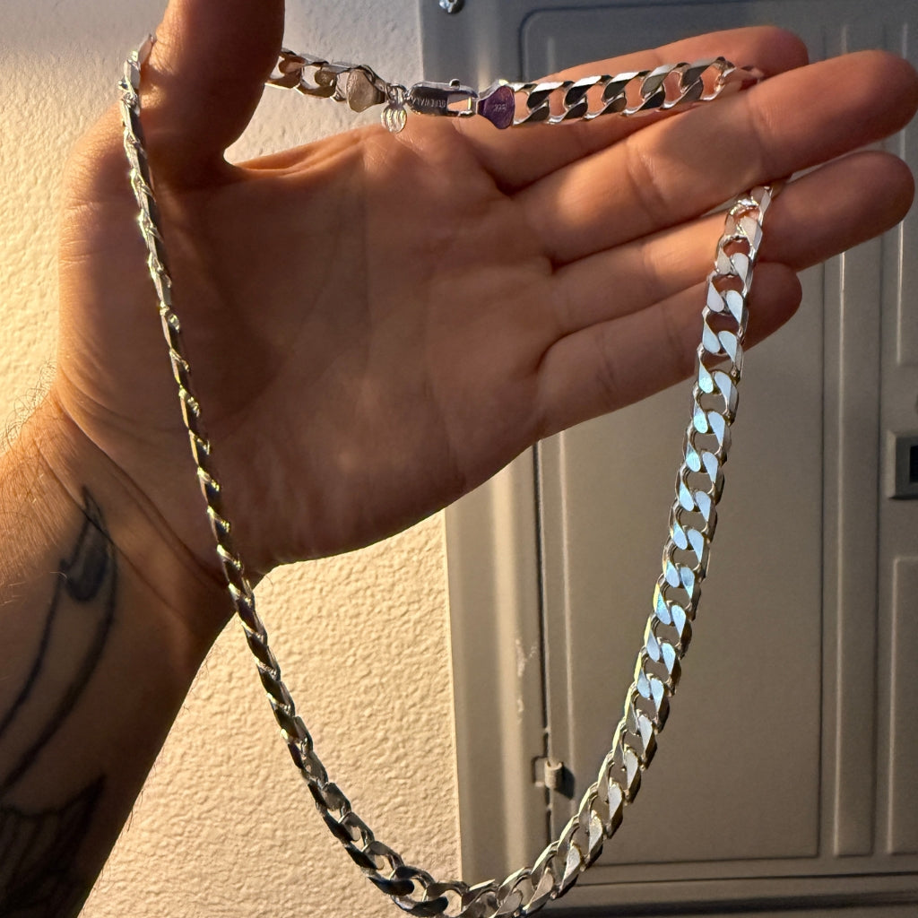 Sterling silver 925 Cuban curb chain 8.7mm wide and 20 inches long
