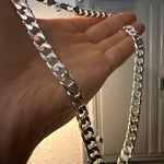 Heavy sterling silver Cuban chain with polished 8.7mm links