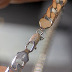 Detailed view of the lock on 8.7mm sterling silver Cuban curb chain