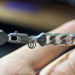 Detailed clasp view of 20 inch sterling silver Cuban chain