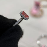 1.71 Carat Radiant Fancy Vivid Pink Halo Lab Grown Diamond Statement Ring