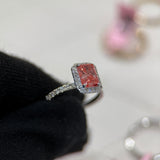 1.71 Carat Radiant Fancy Vivid Pink Halo Lab Grown Diamond Statement Ring