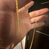 22K Gold Hollow Rope Chain – 18 Inch, 1.6mm, 2.3g