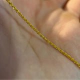 22K Gold Hollow Rope Chain – 18 Inch, 1.6mm, 2.3g