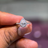 1.00 Carat Pear Shape Halo Lab Grown Diamond Engagement Ring