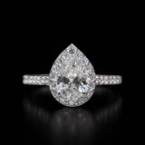 1.00 Carat Pear Shape Halo Lab Grown Diamond Engagement Ring