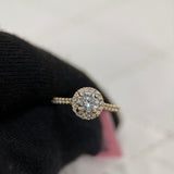 1.01 Carat Round Halo Cathedral Lab Grown Diamond Engagement Ring