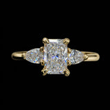 1.05 Carat Radiant Cathedral 3 Stone Lab Grown Diamond Engagement Ring