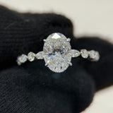 2.09 Carat Oval Hidden Halo Bubble Band Lab Grown Diamond Engagement Ring