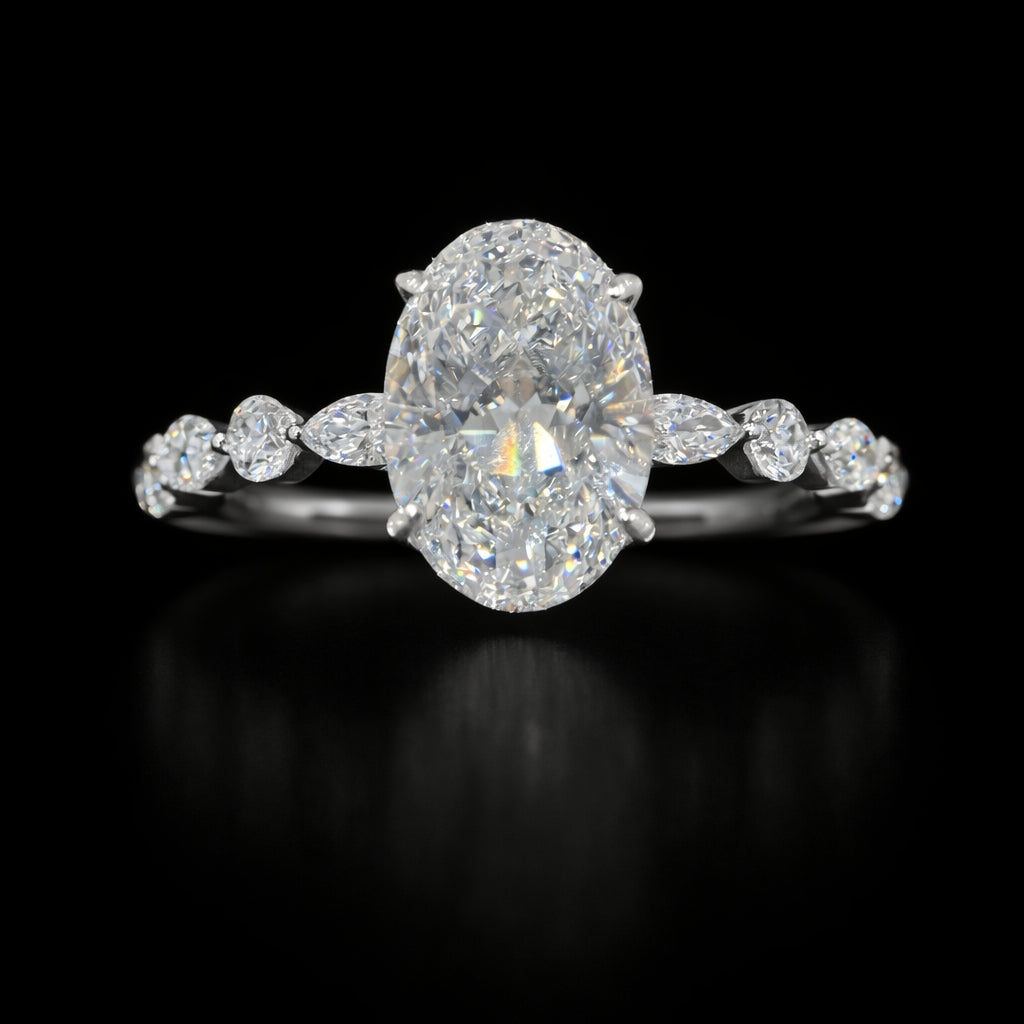 2.09 Carat Oval Hidden Halo Bubble Band Lab Grown Diamond Engagement Ring