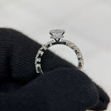 2.09 Carat Oval Hidden Halo Bubble Band Lab Grown Diamond Engagement Ring