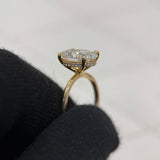 4.20 Carat Oval Hidden Halo Solitaire Lab Grown Diamond Engagement Ring