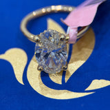 4.20 Carat Oval Hidden Halo Solitaire Lab Grown Diamond Engagement Ring